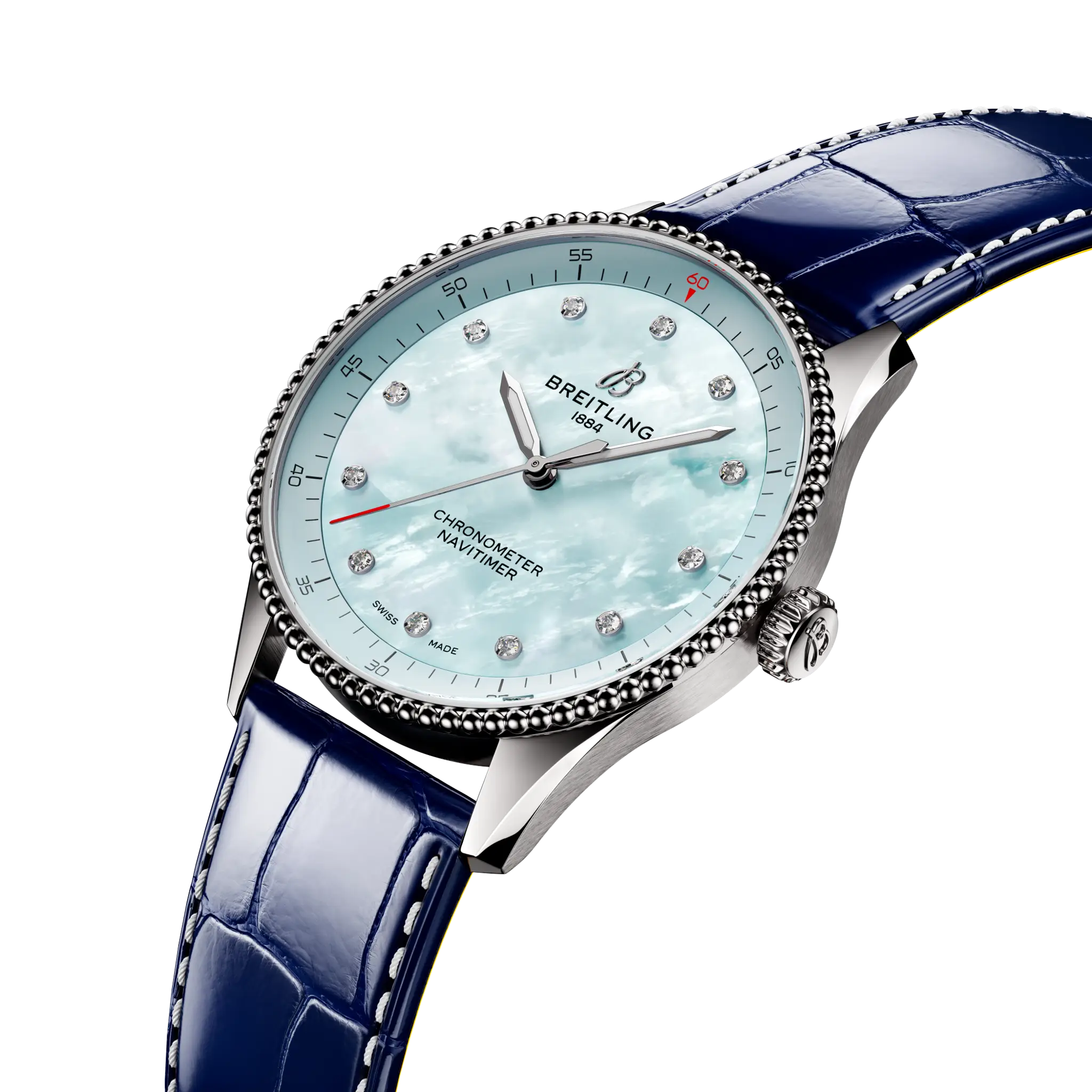[2026 Mirror Grade]Breitling Navitimer 32mm Ladies Watch Blue Mother Of Pearl Alligator A77320171C1P1