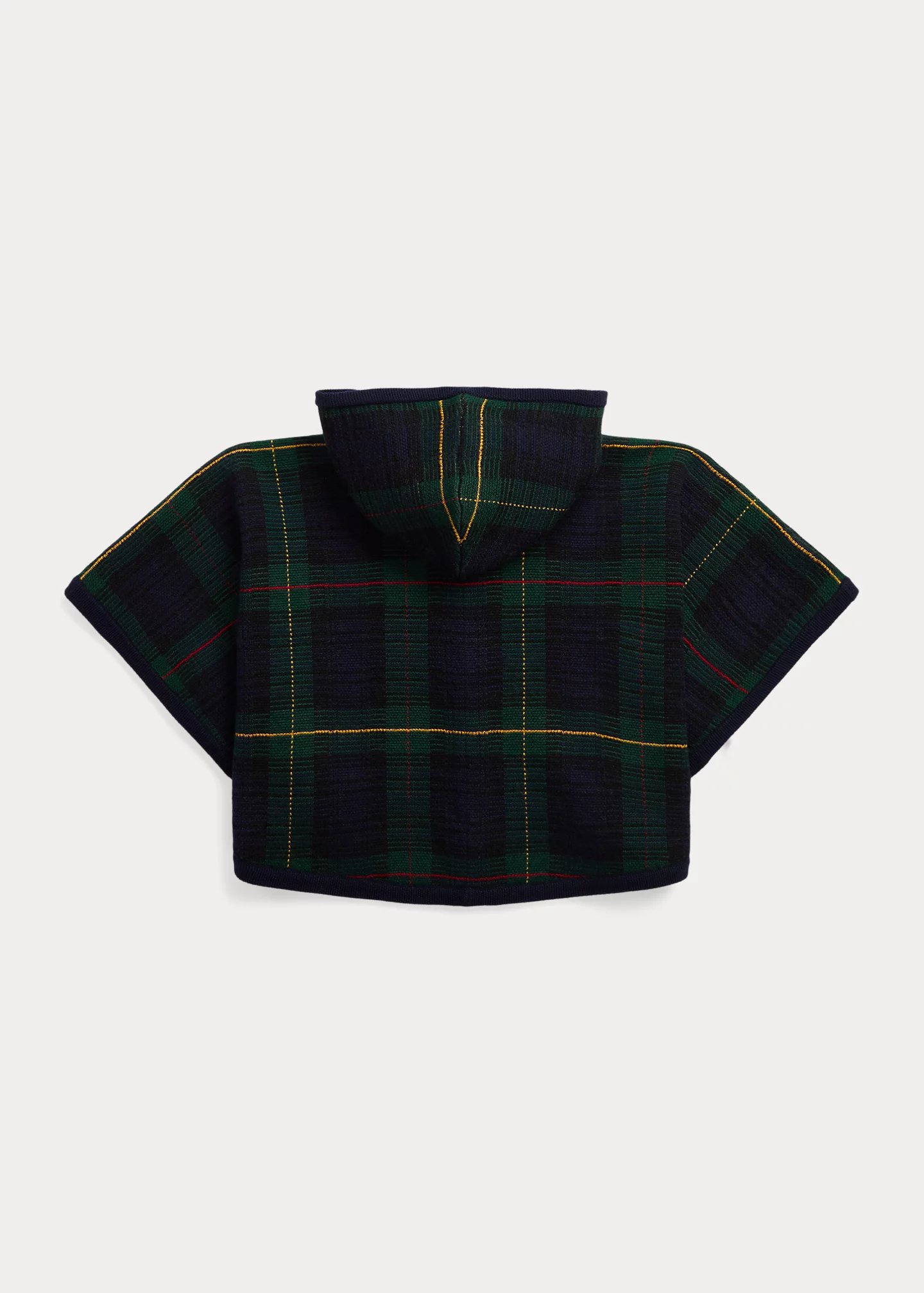 Plaid Wool Hooded Poncho