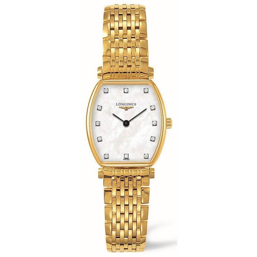 [2026 Mirror Grade]Longines Women's L42052878 La Grande Classique Tonneau Diamond Gold-Tone Stainless Steel Watch