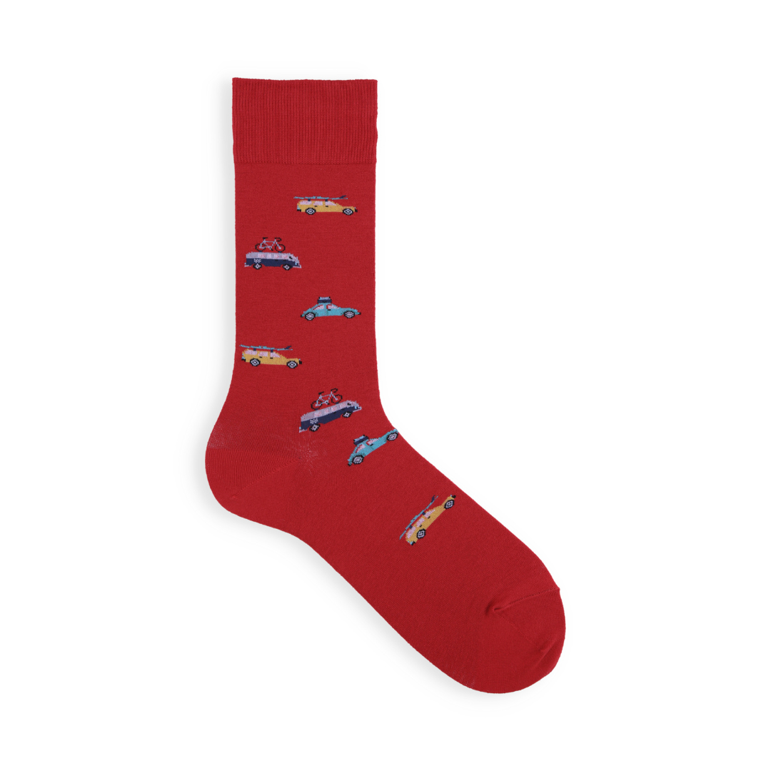 062140512 Leisure Car Pattern Crew Socks L