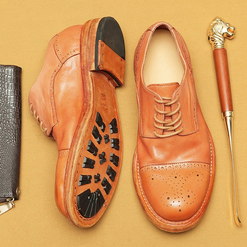 (Ships in 6 days)Men’s Goodyear Welted Handmade Leather Dress Shoes 82711