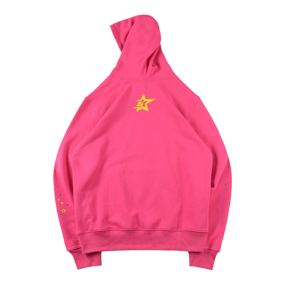 Sp5der Pink Web Star Graphic Hoodie