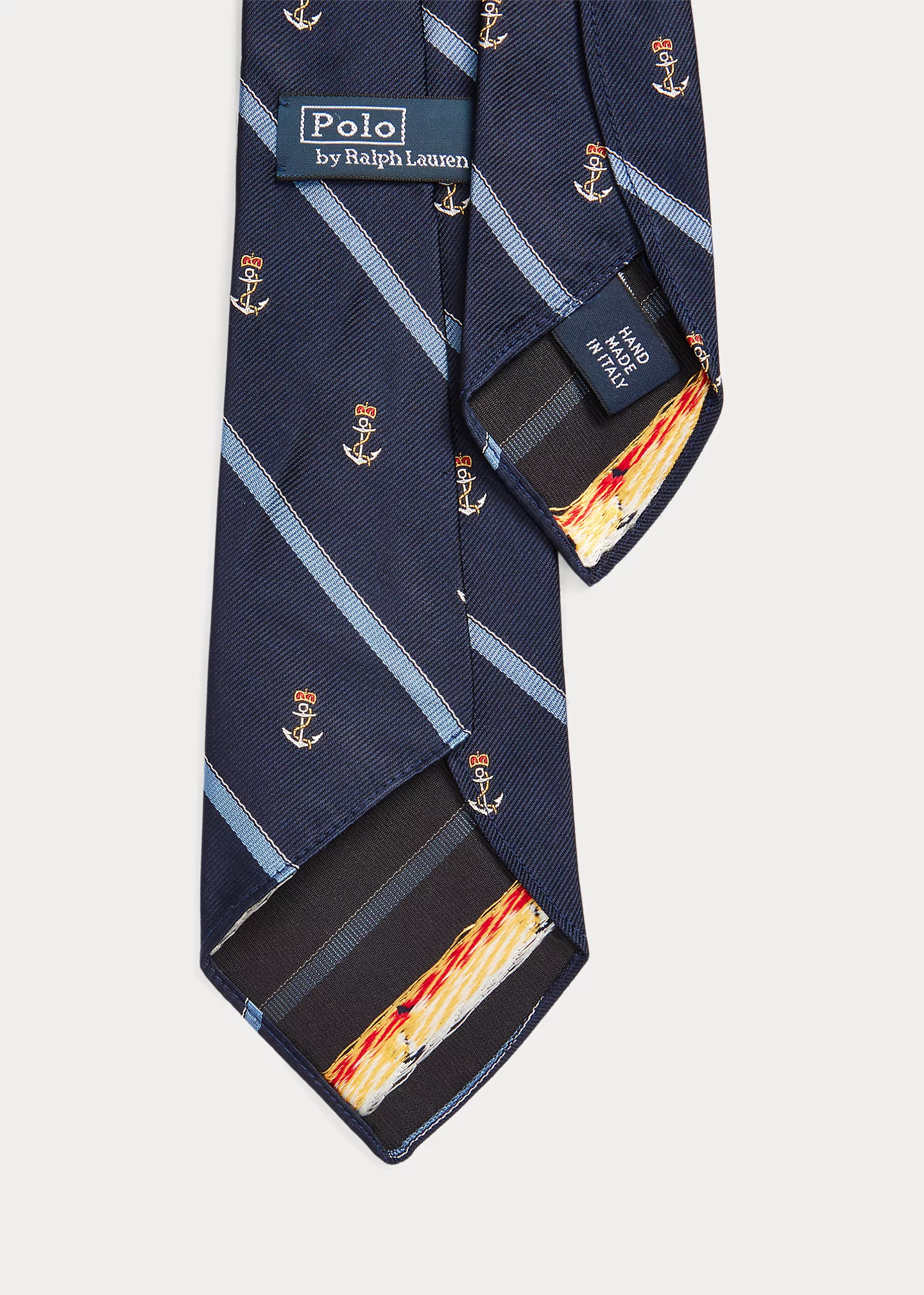 Vintage-Inspired Anchor-Stripe Silk Tie