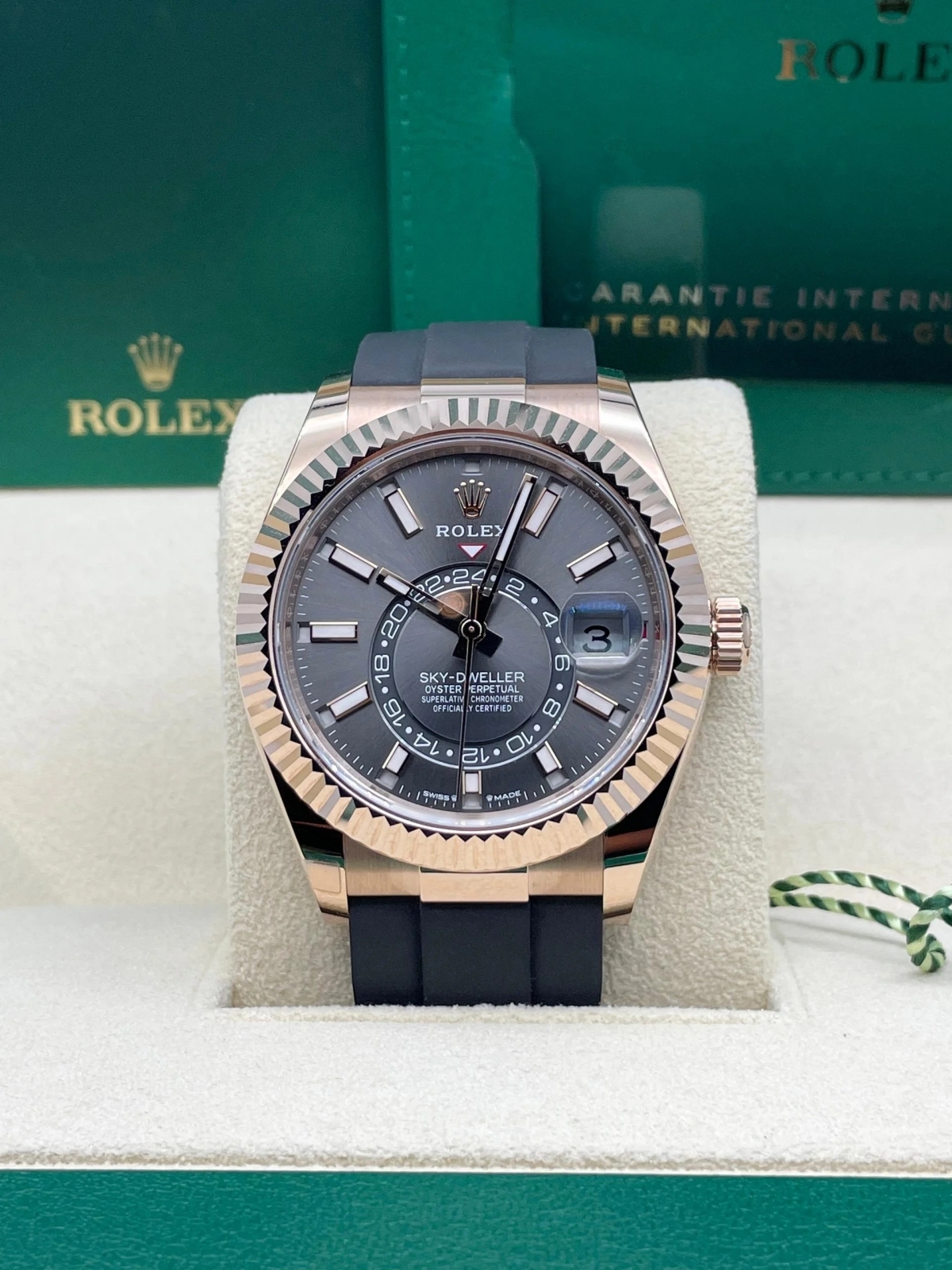 [2026 Mirror Grade]RLX  Sky-Dweller 42mm Rose Gold Slate Dial Oysterflex - 336235