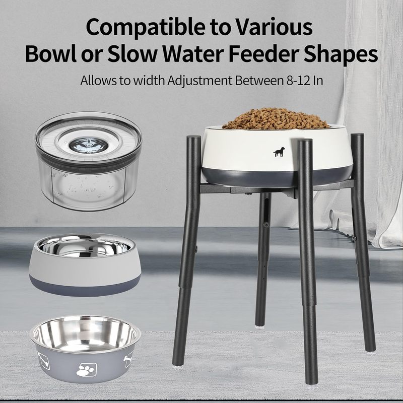 Raised Single Dog Bowl Stand, Adjustable 12-16