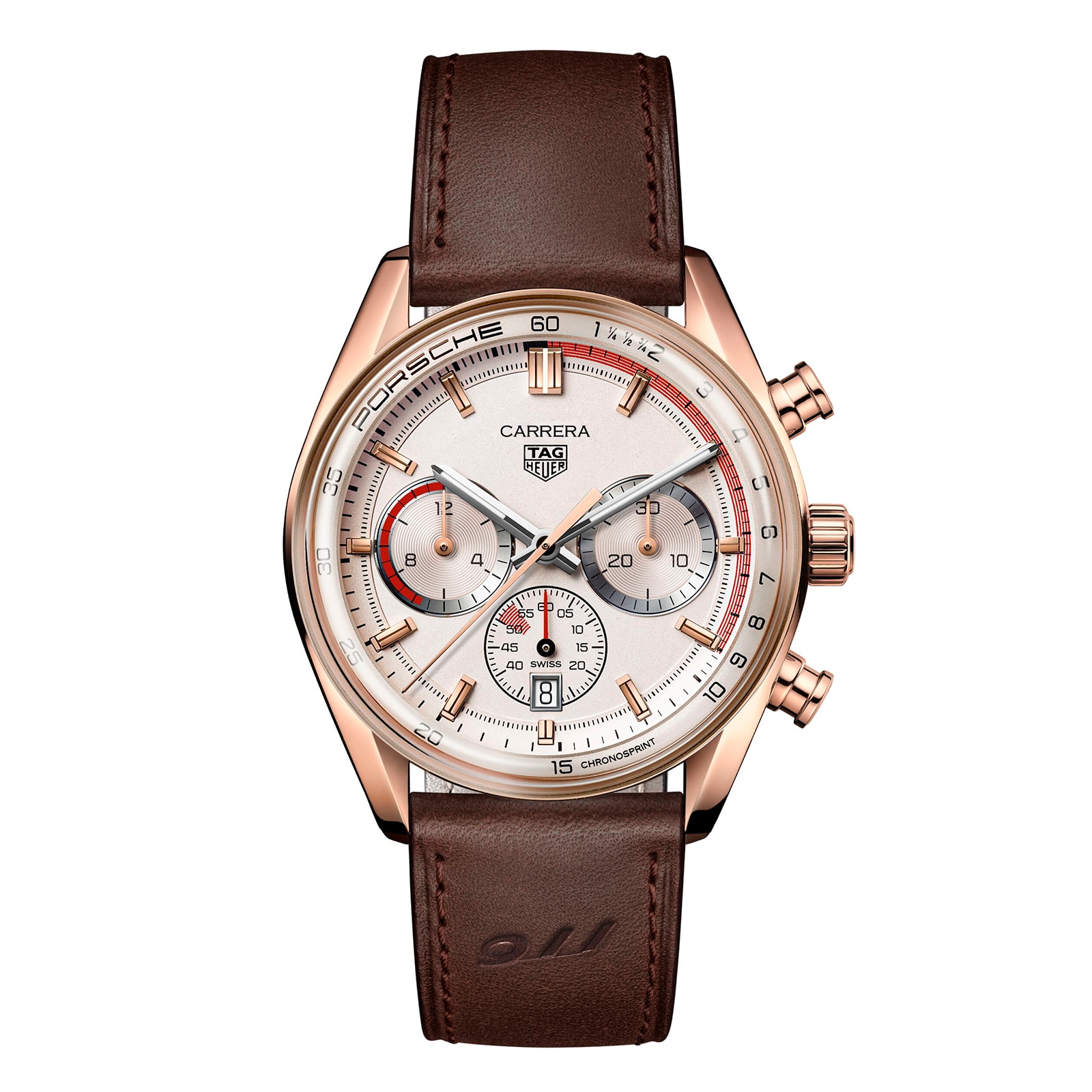 [2026 Mirror Grade]TAG Heuer Carrera Chronosprint X Porsche Special Edition 42mm Mens Watch Beige CBS2040.FC8318
