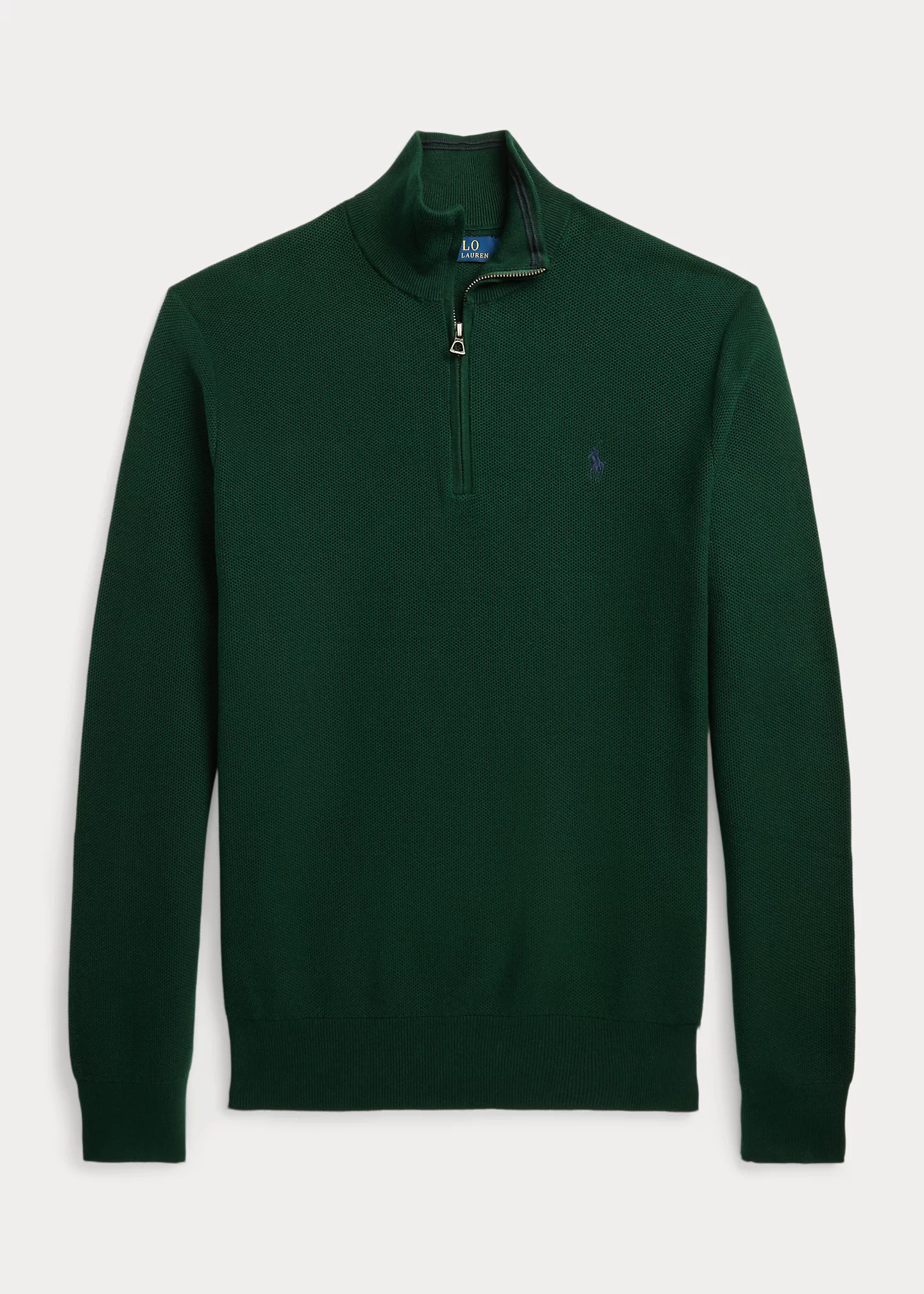 Mesh-Knit Cotton Quarter-Zip Sweater