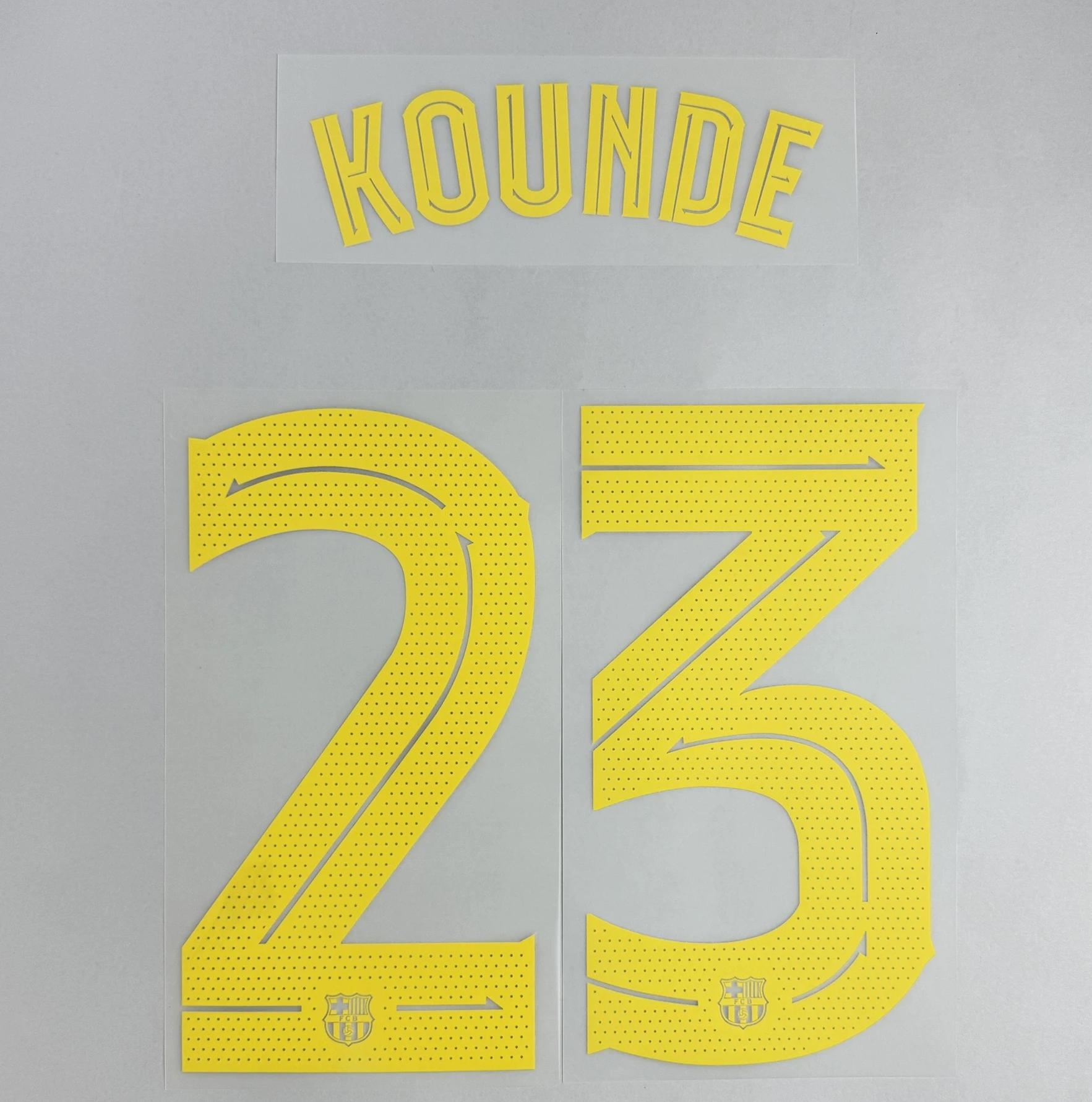 KOUNDE #23 FC Barcelona 2025-26 Home & Fourth Away UCL Football Soccer Name & Number Set