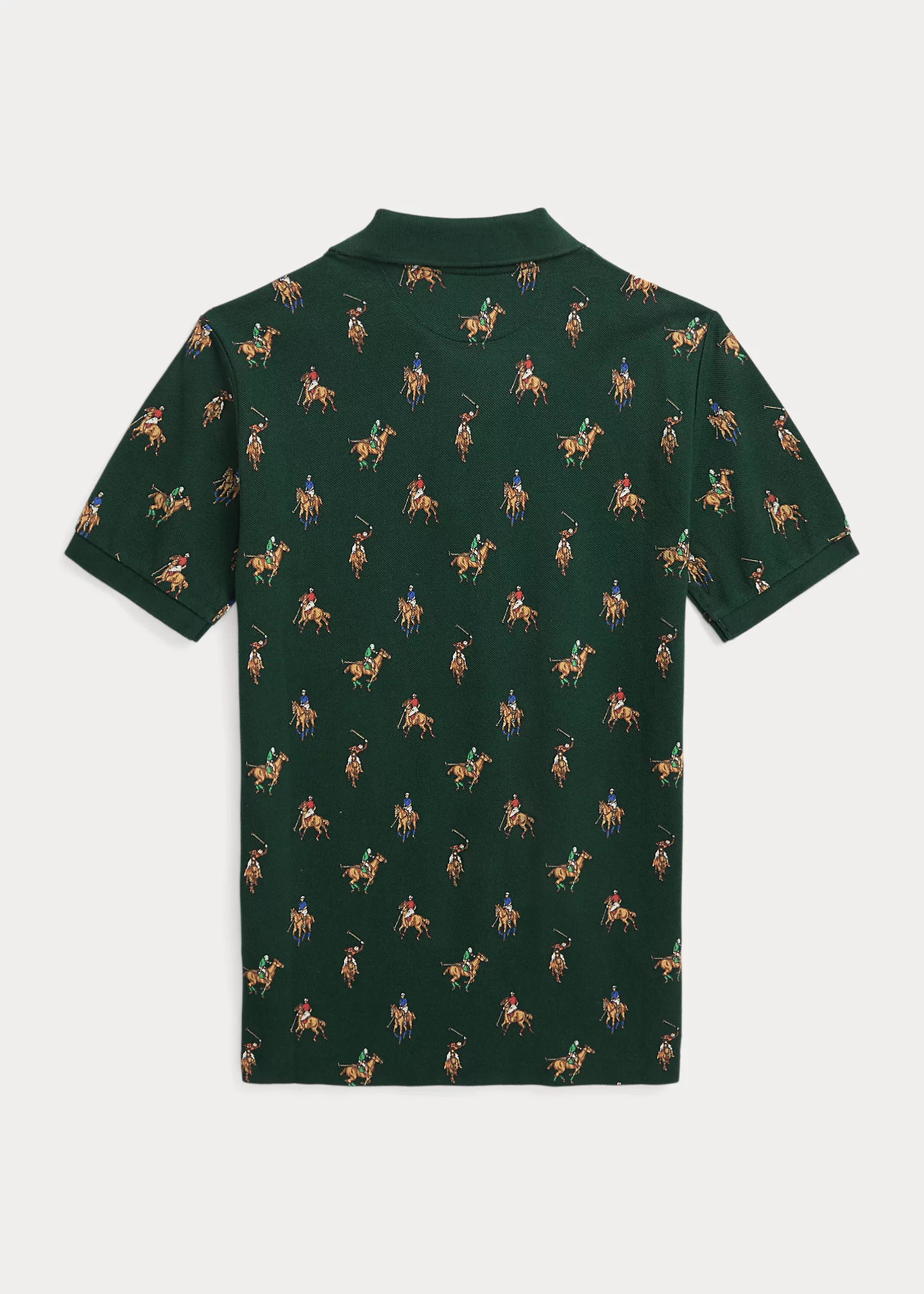 Equestrian-Print Cotton Mesh Polo Shirt