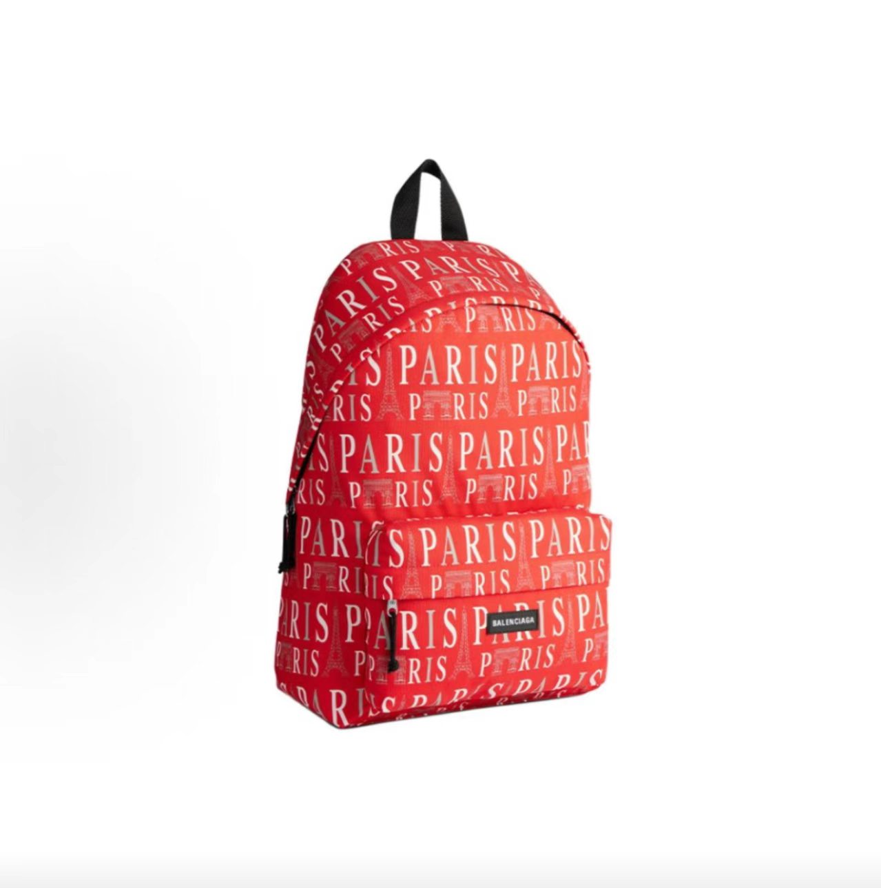 Balenciaga Explorer Allover Paris Eiffel Tower Print Backpack Red Silver