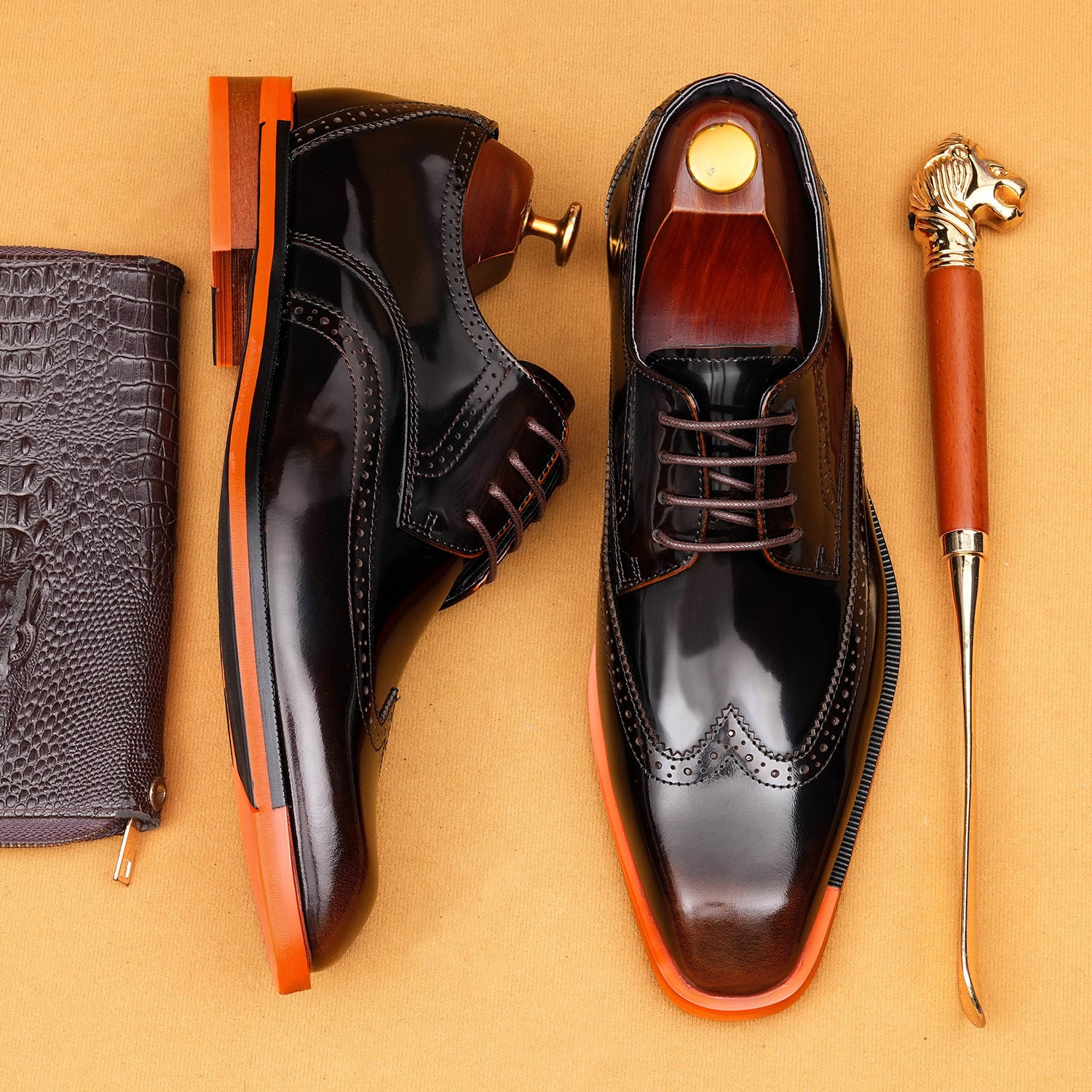 2026 Brogue Leather Shoes Men Full Grain Leather British Wedding Formal Dress 25893