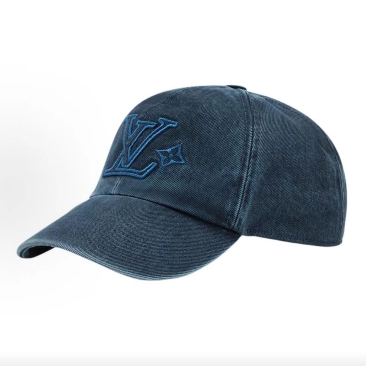 Louis Vuitton Washed Denim LV Logo Baseball Cap
