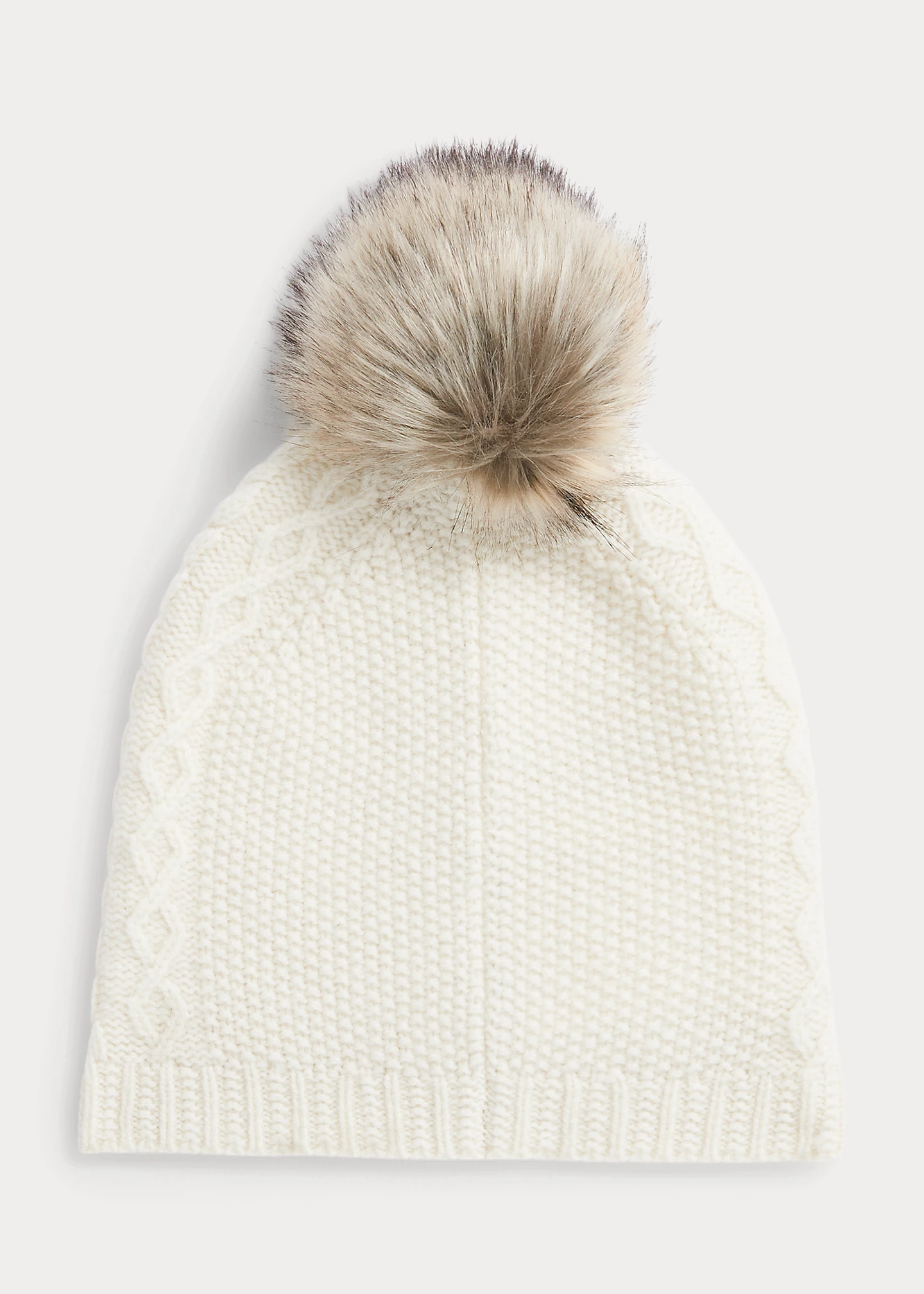 Aran-Knit Wool-Blend Pom-Pom Hat
