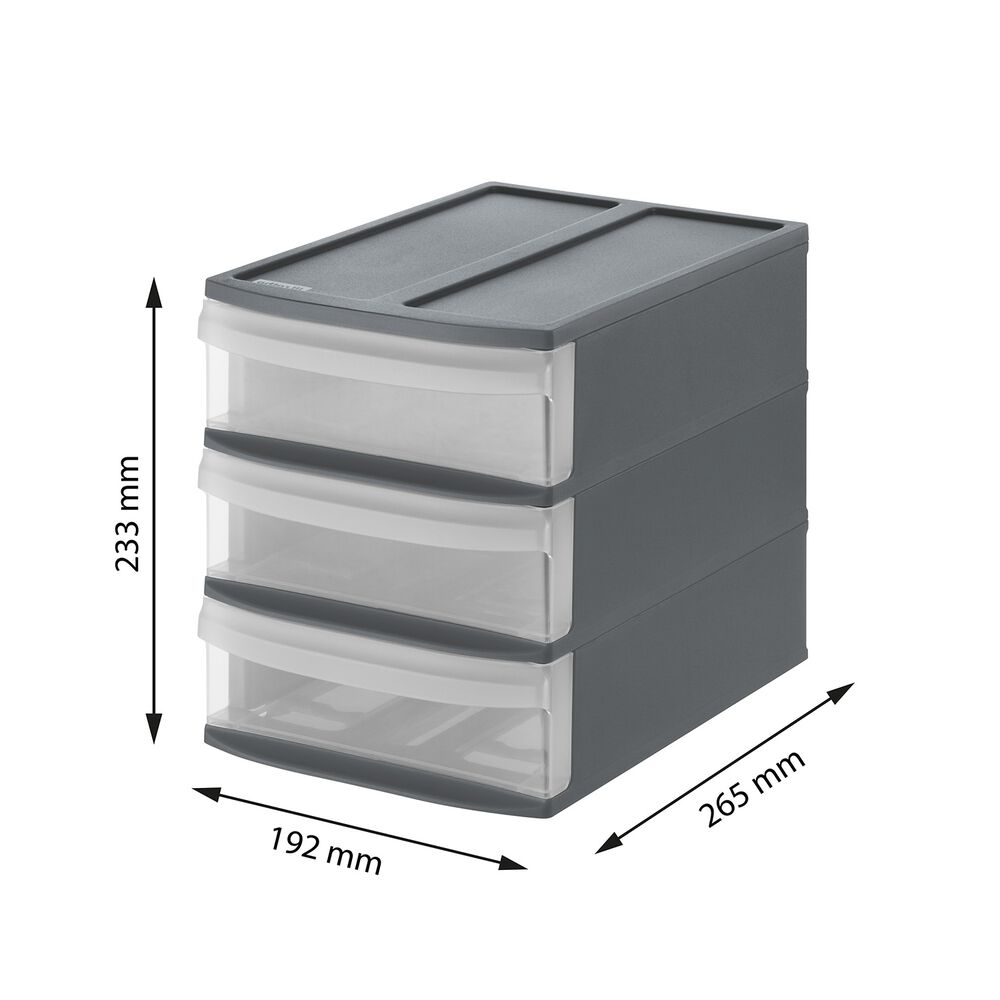 ROTHO Pojemnik z 4 szufladami 19,2 x 26,5 x 23,3 cm Rotho Tower, antracytowy