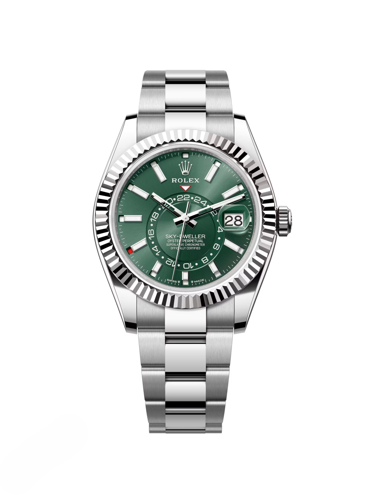[2026 Mirror Grade]RLX  Sky-Dweller 42mm Stainless Steel Green Dial Oyster - 336934