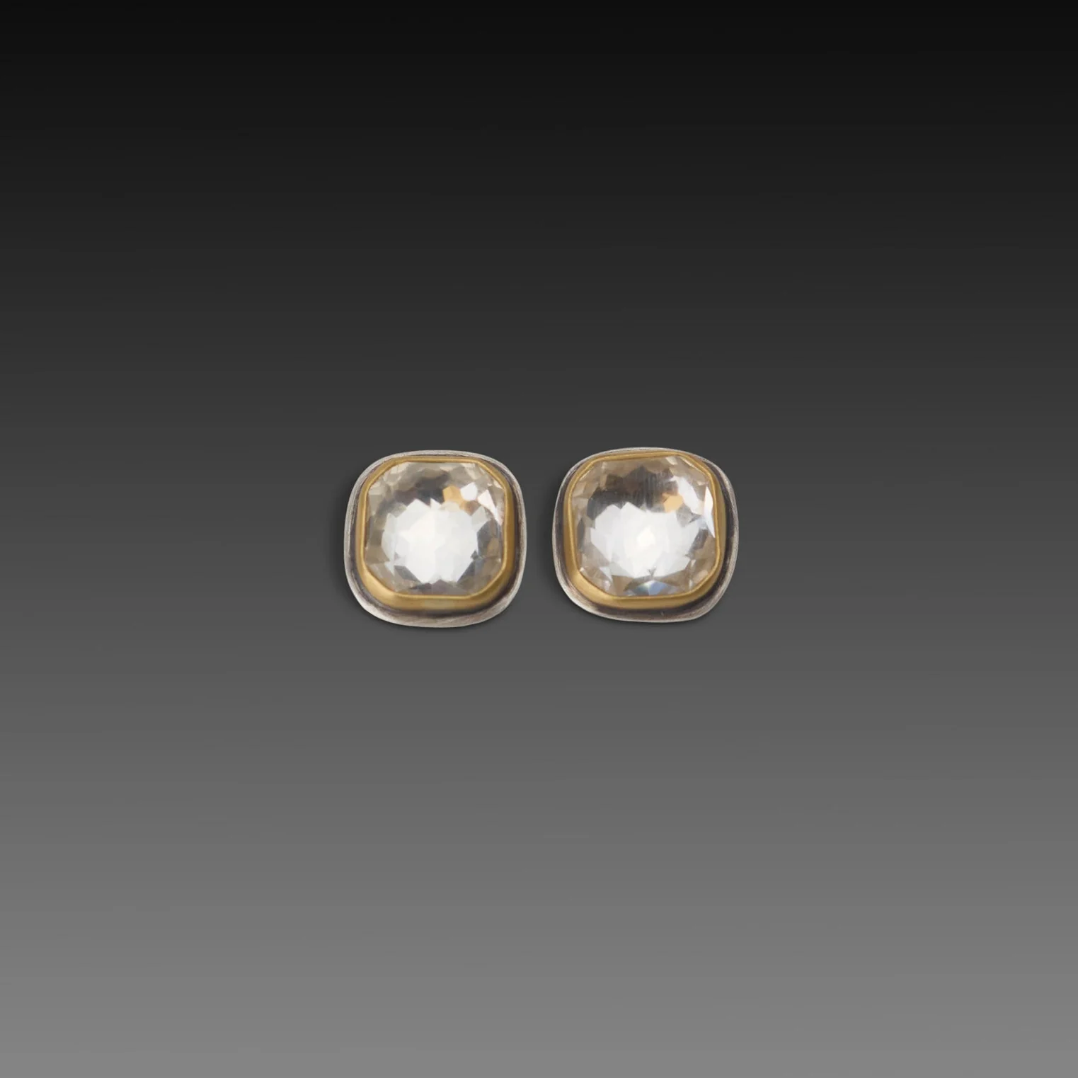 Square White Topaz Stud Earrings