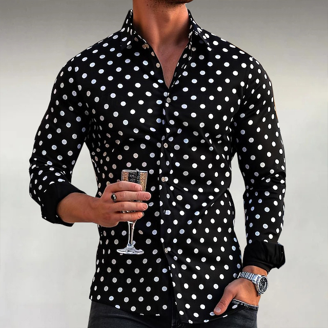 Men's Casual Polka Dots Single Breasted Shirts