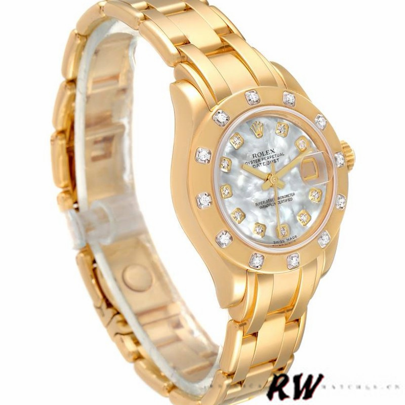 [2026 Mirror Grade]Rolex Pearlmaster 80318 MOP Diamond Dial 29MM Lady Replica Watch