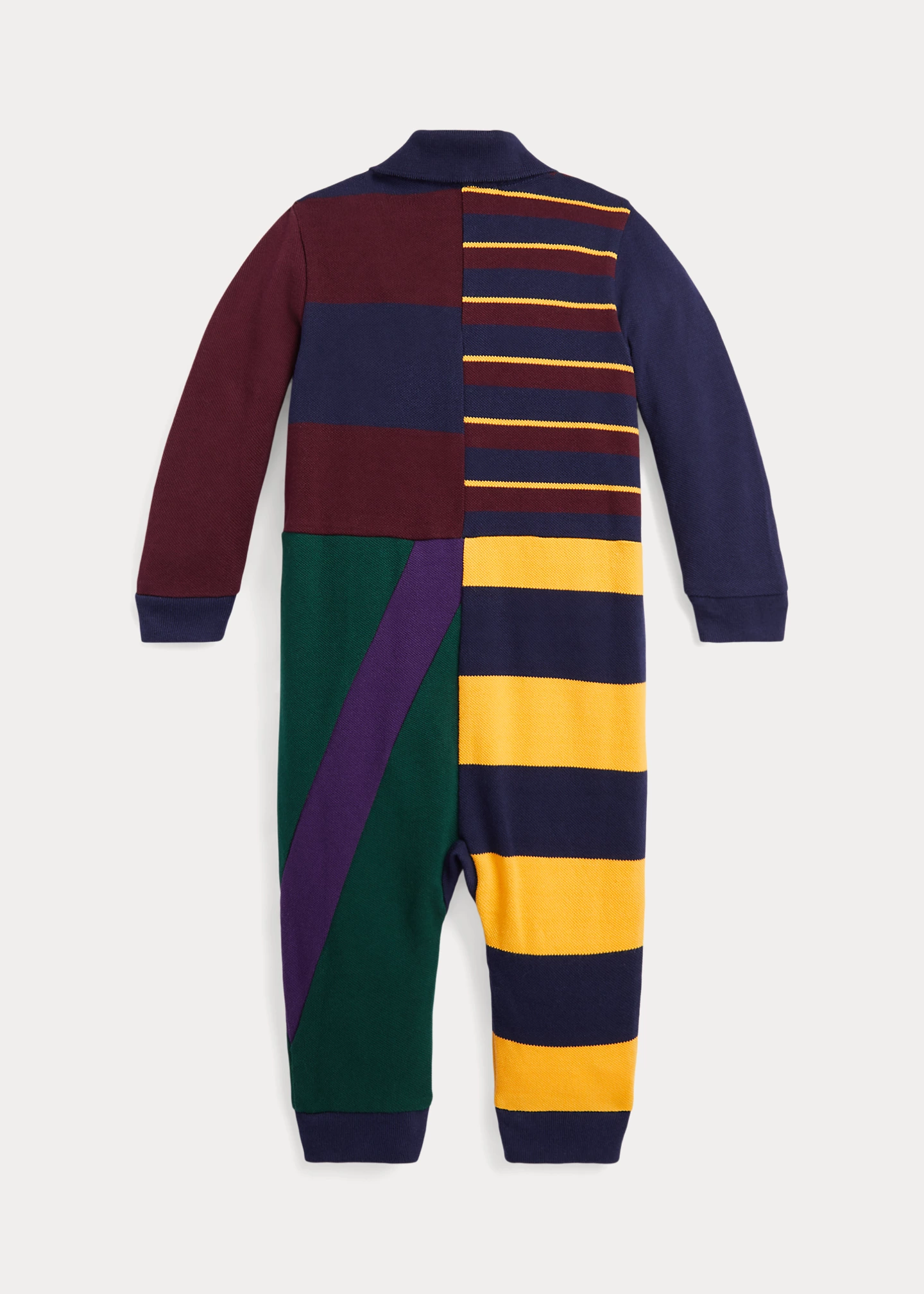 Patchwork Cotton Mesh Polo Coverall