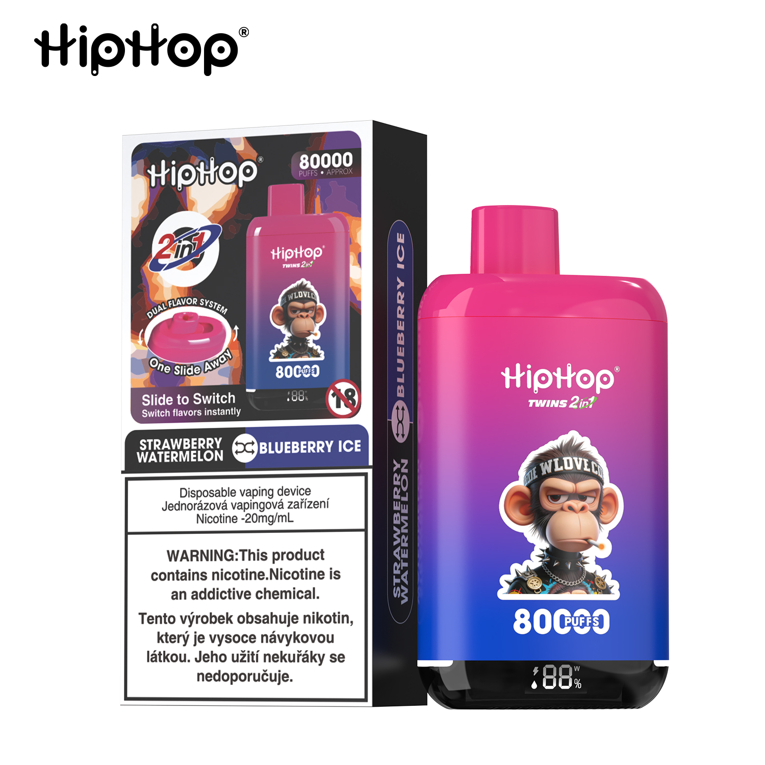 HIPHOP 80k Puffs Prefilled Vape |  Rechargeable