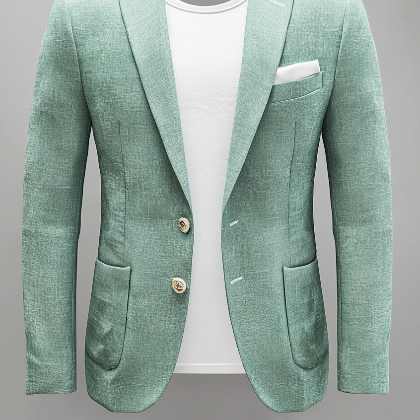 Men's Solid Two Button Patch Pocket Notched Lapel Blazer