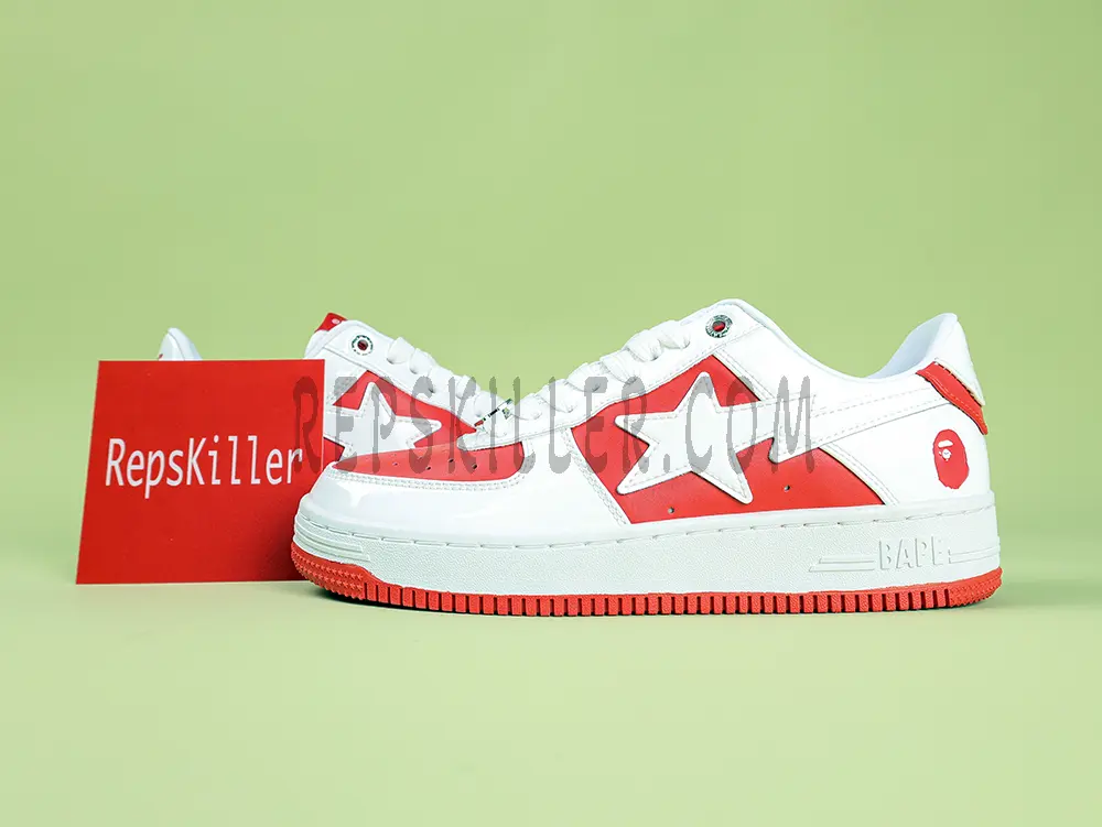 A BATHING APE BapeSta#6 “Patent Leather Pack” Red Low Sneakers
