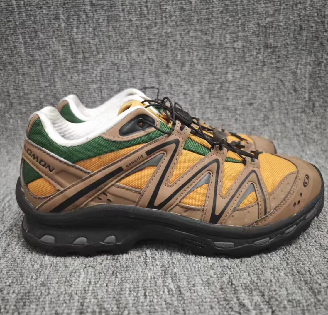 Salomon XA Pro 3D Brown Yellow Green Mesh Hiking Shoes