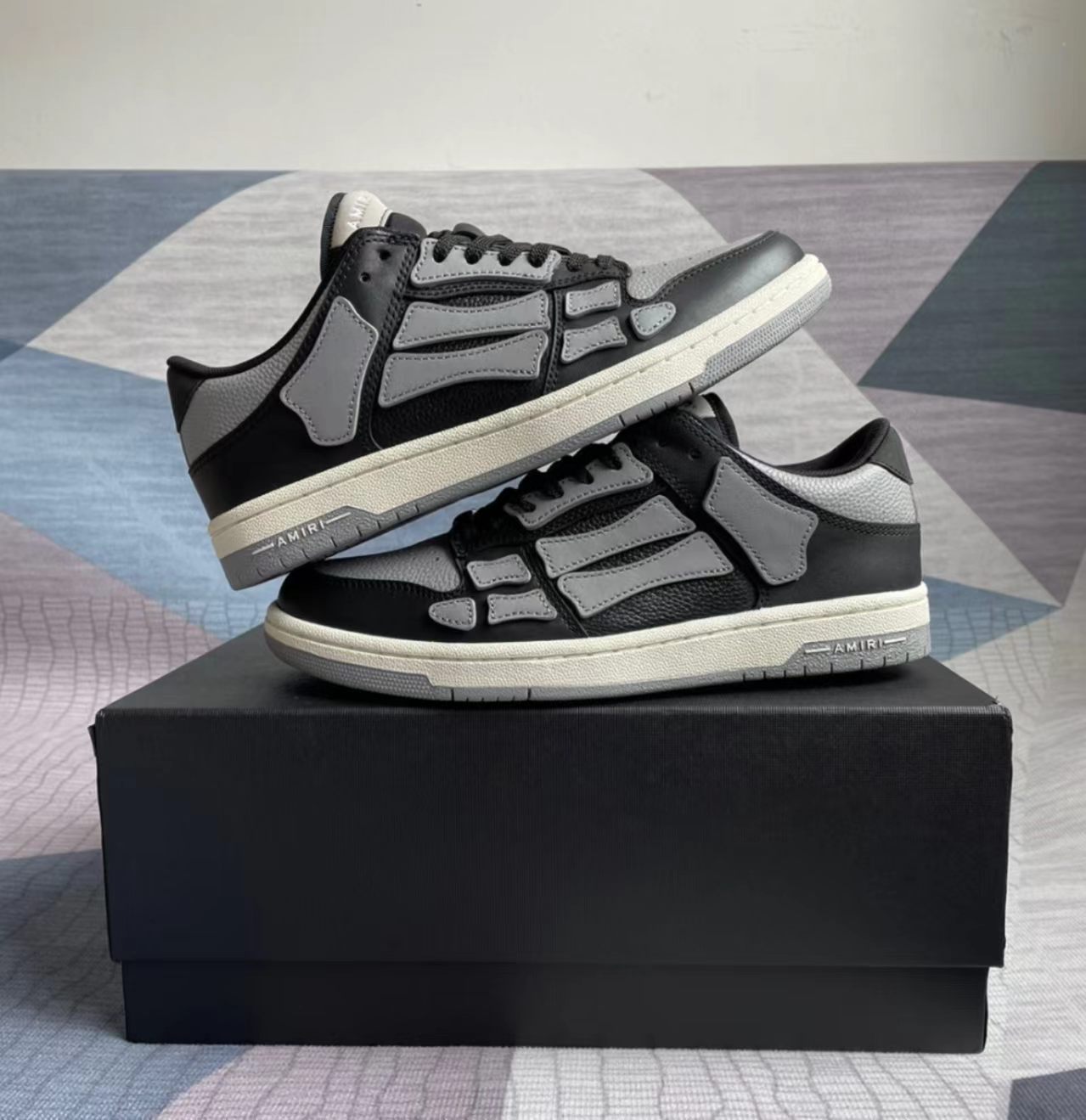 Amiri Skel Top Low Black Grey Sneakers