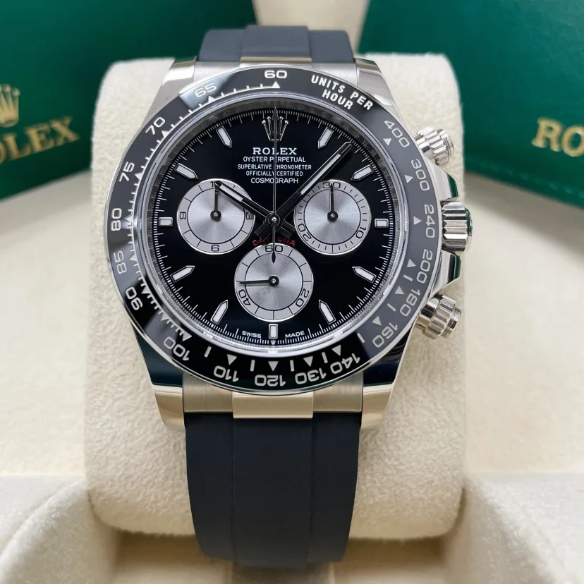 [2026 Mirror Grade]Rolex Cosmograph Daytona White Gold Mens Watch-126519LN Black Oysterflex