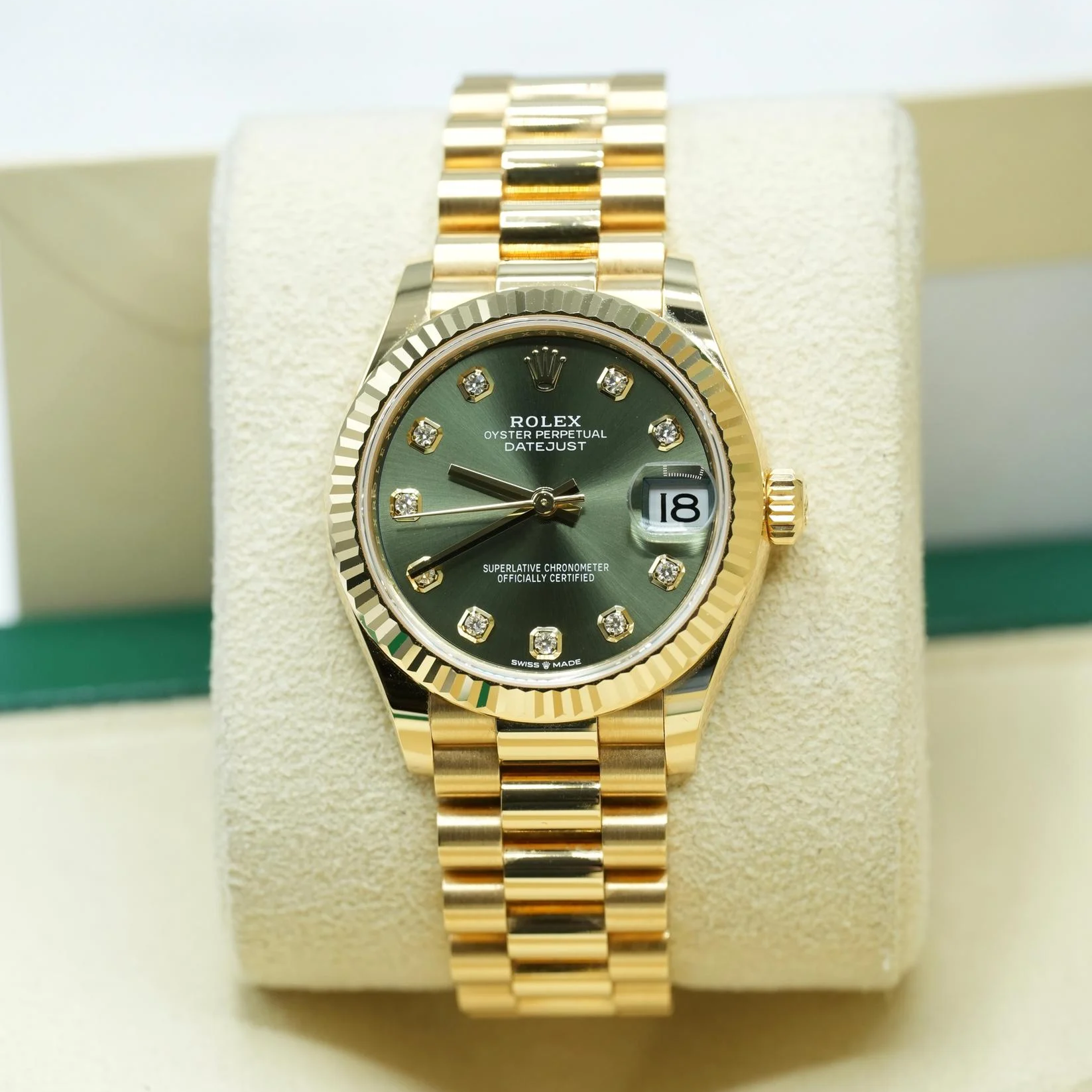 [2026 Mirror Grade]RLX Datejust m278278-0011 Olive Green 31mm Dial President Bracelet Watch