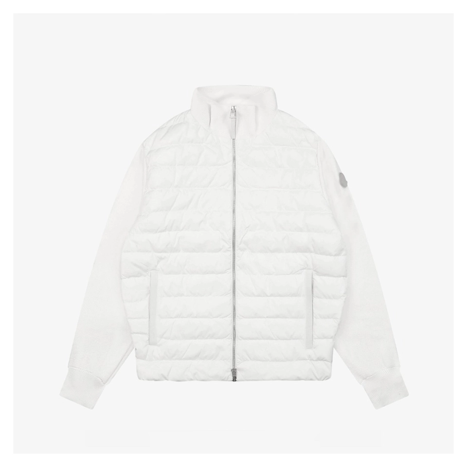 Mxxcler Leather-Trim Pocket Knit Down Jacket (Black/White)