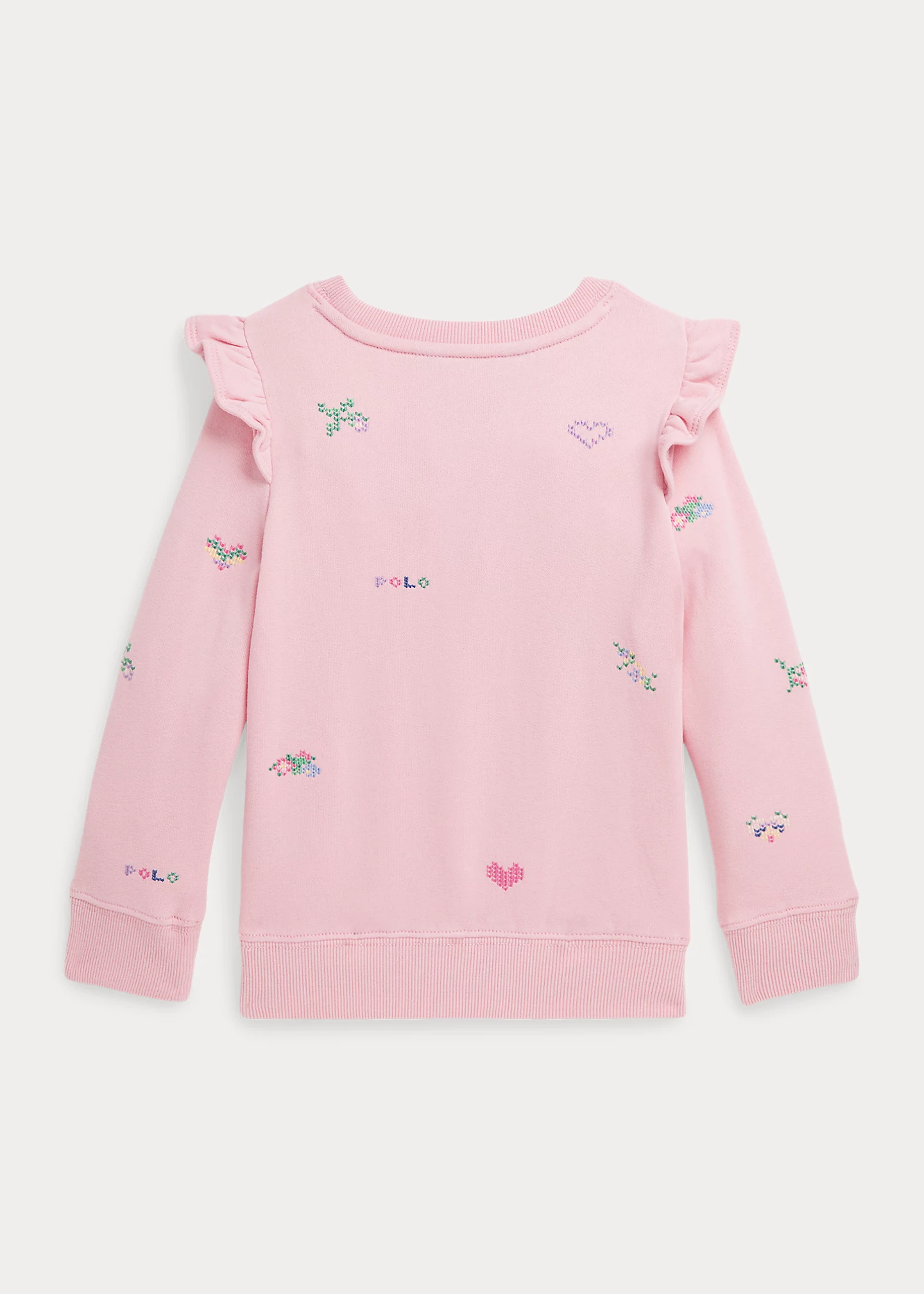 Embroidered Ruffled Fleece Sweatshirt