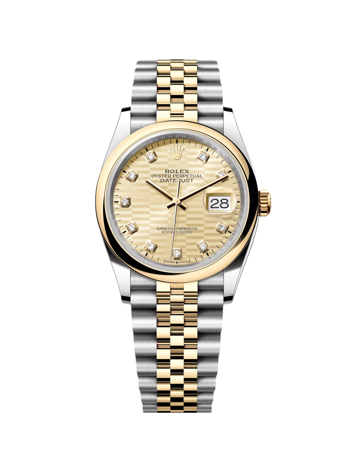 [2026 Mirror Grade]RLX  Datejust 36mm 126203 Golden Fluted Dial Domed Bezel Oyster Bracelet