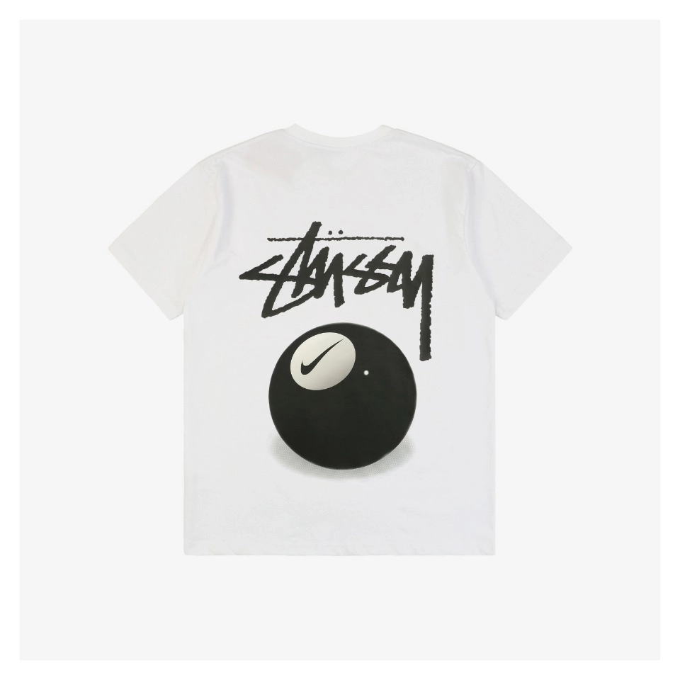 Stussy Mini Swoosh Black 8-Ball Print T-Shirt
