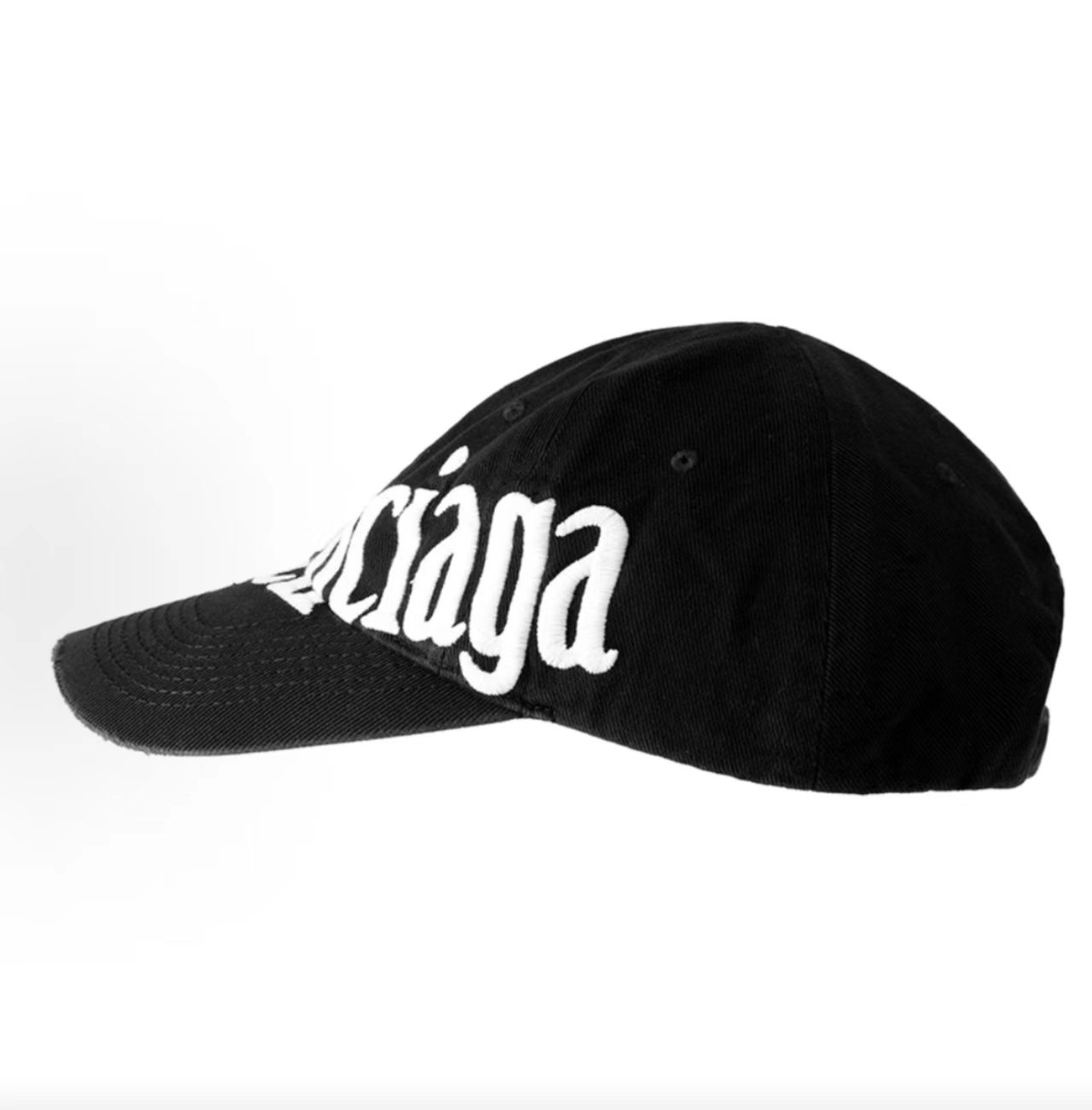 Balenciaga Oversized Graffiti Logo Distressed Cotton Baseball Cap