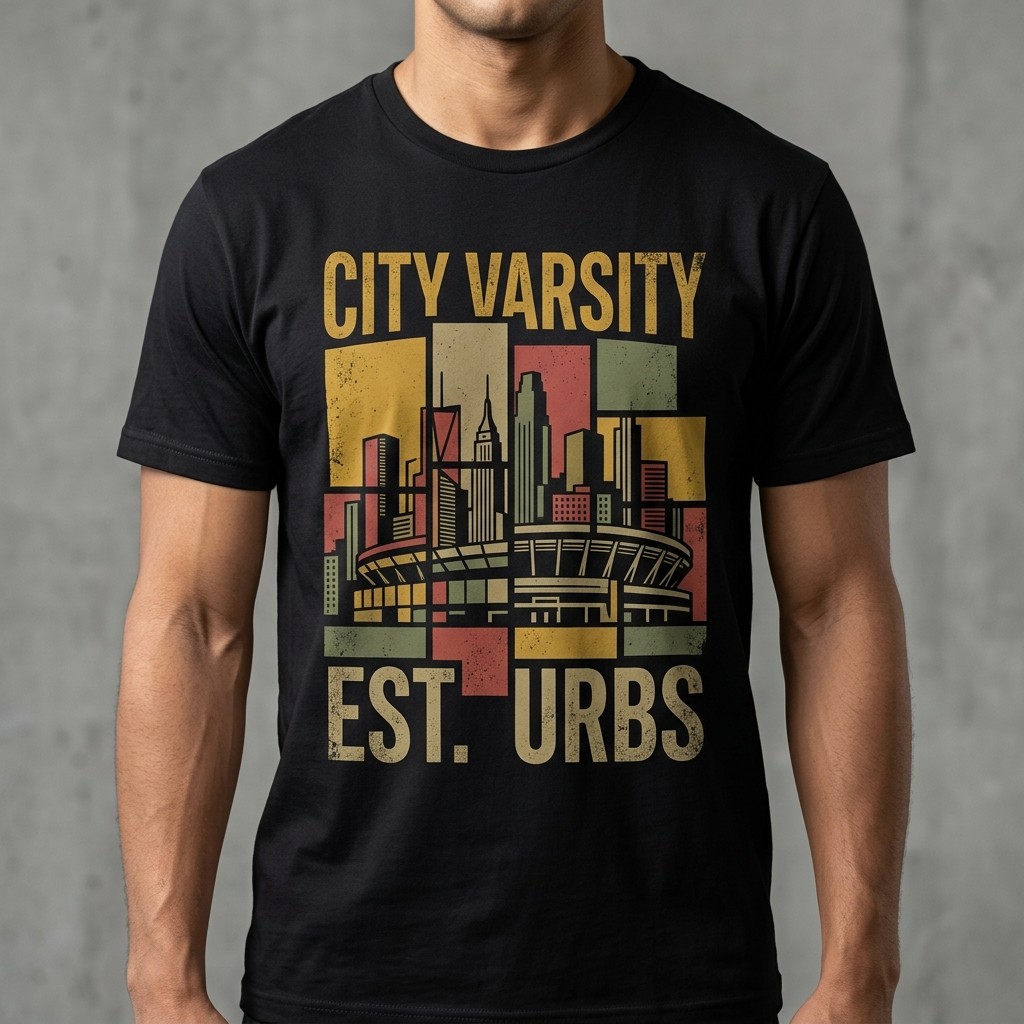 City Varsity Tee, Vintage Athletic Graphic T-Shirt, Unisex Streetwear Shirt CityTee7
