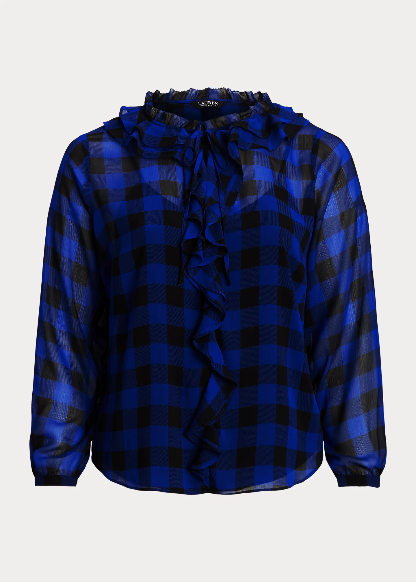 Buffalo Check Ruffled Georgette Blouse