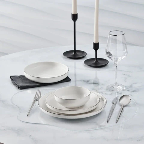 Karaca Streamline New Saturn V2, Service de Vaisselle 24 pièces pour 6 personnes, Platinum