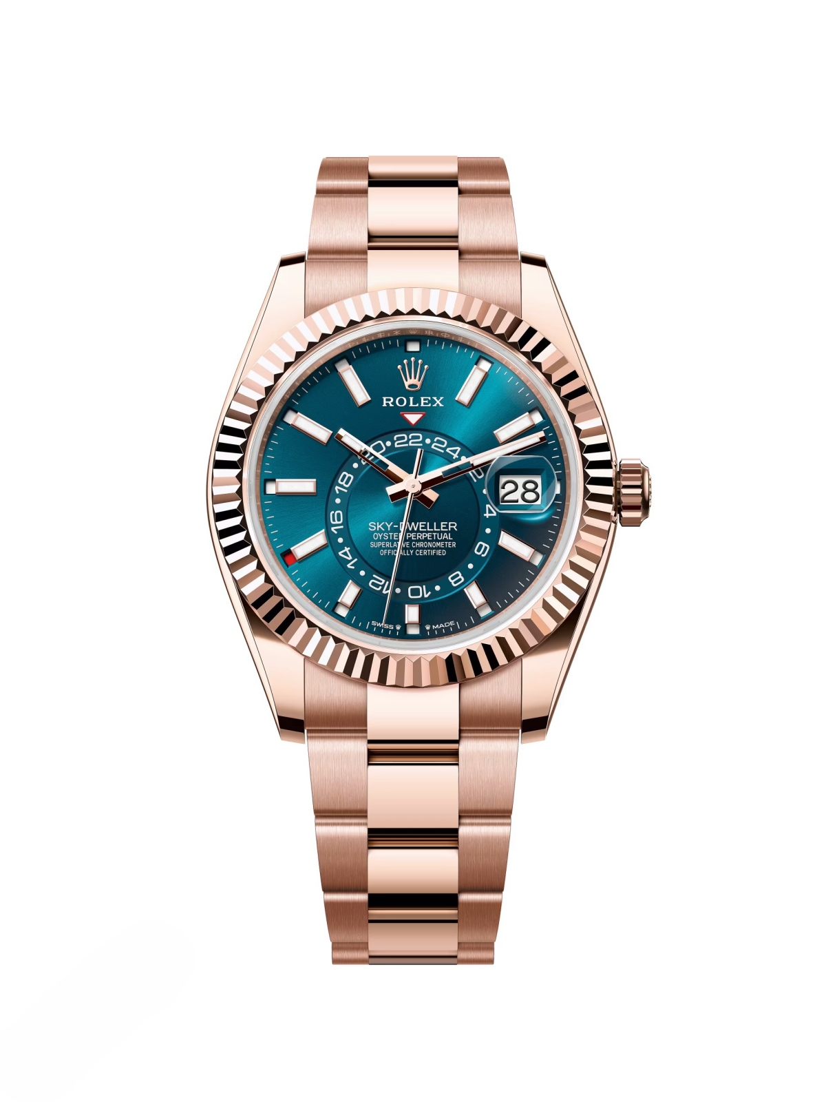 [2026 Mirror Grade]RLX  Sky-Dweller 42mm Rose Gold Blue Dial Oyster - 336935