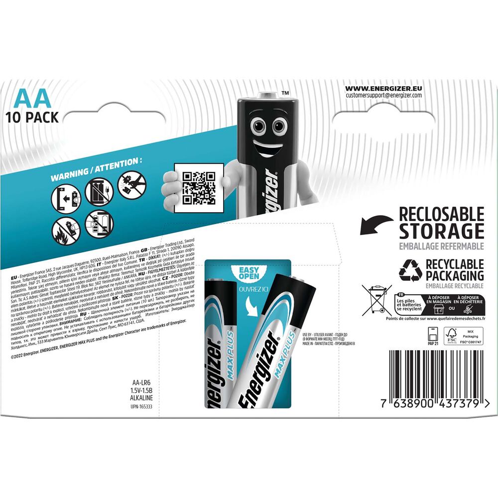 ENERGIZER Baterie alkaliczne Energizer Max Plus AA, 10 szt.