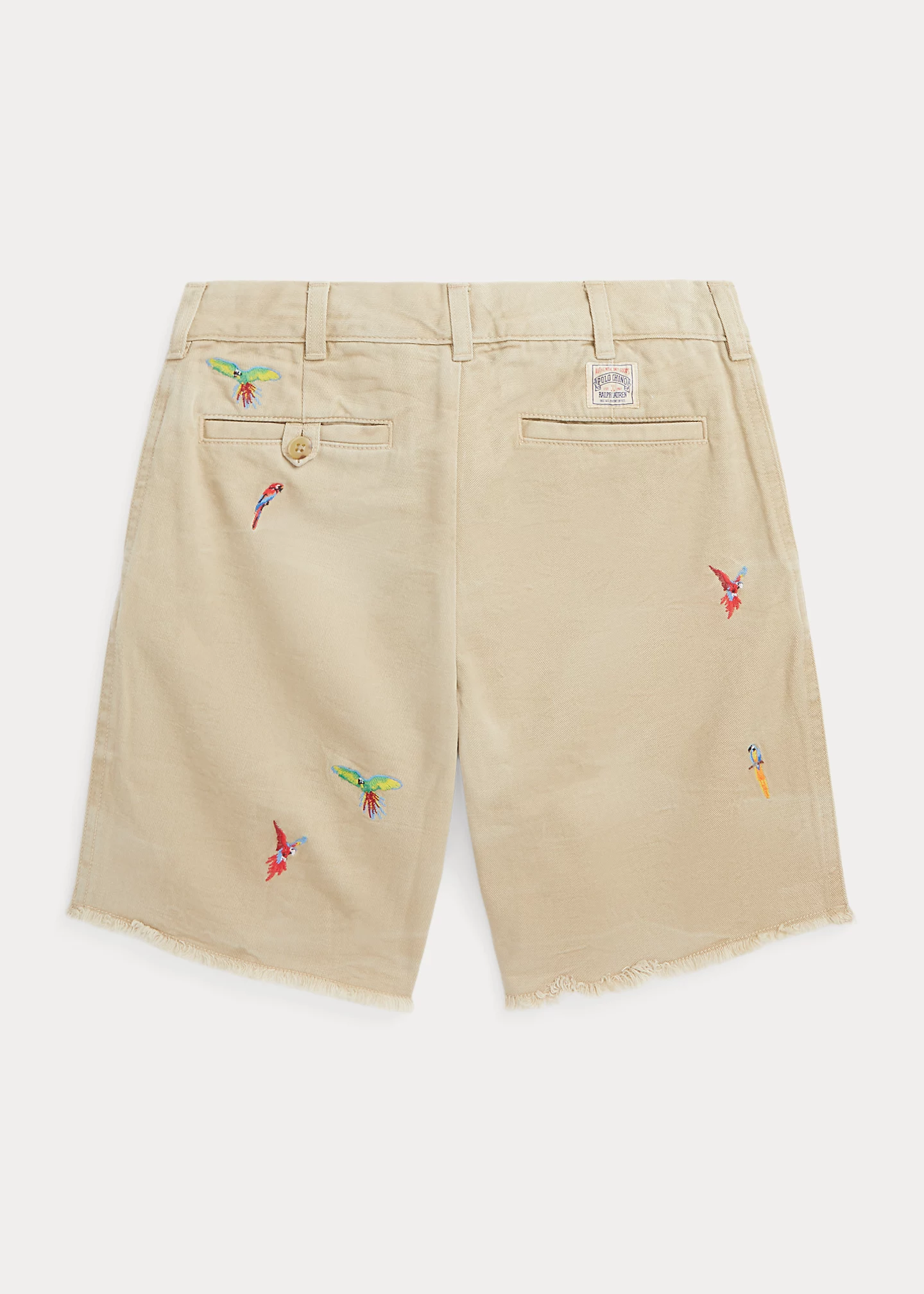 Parrot-Embroidered Cotton Chino Short