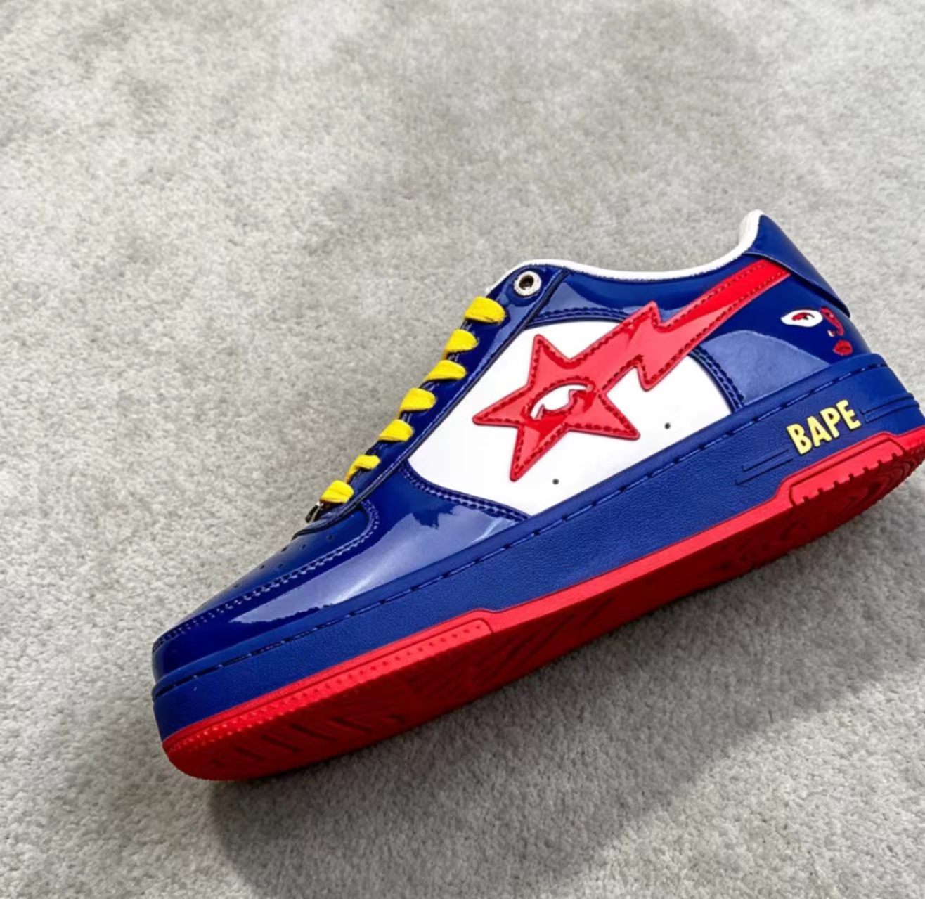 A Bathing Ape Bape Sta Low Blue White Red Patent Leather