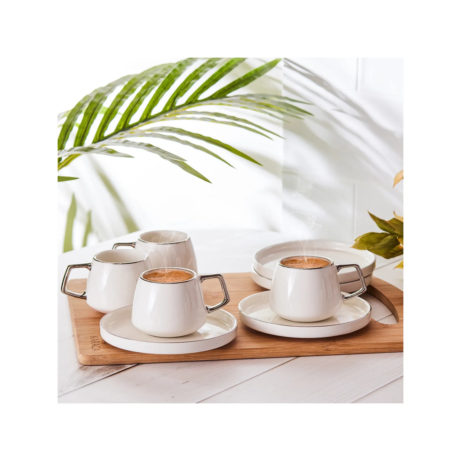 Coffret de tasses à café Karaca Streamline Saturn Platinum pour 6 personnes