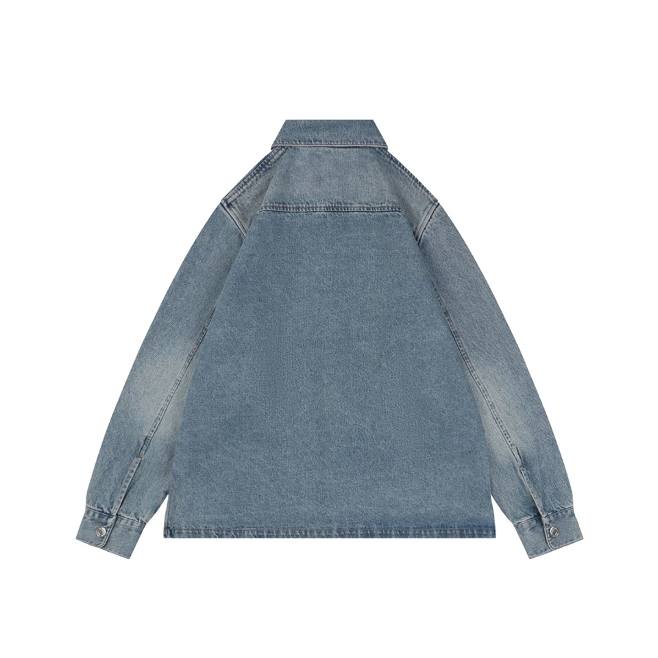 AMI Paris Heart Logo Embroidered Denim Shirt