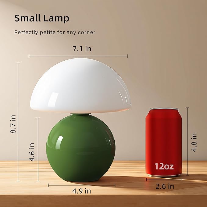 DESIGNLUME Mushroom Lamp Table Lamp for Bedroom