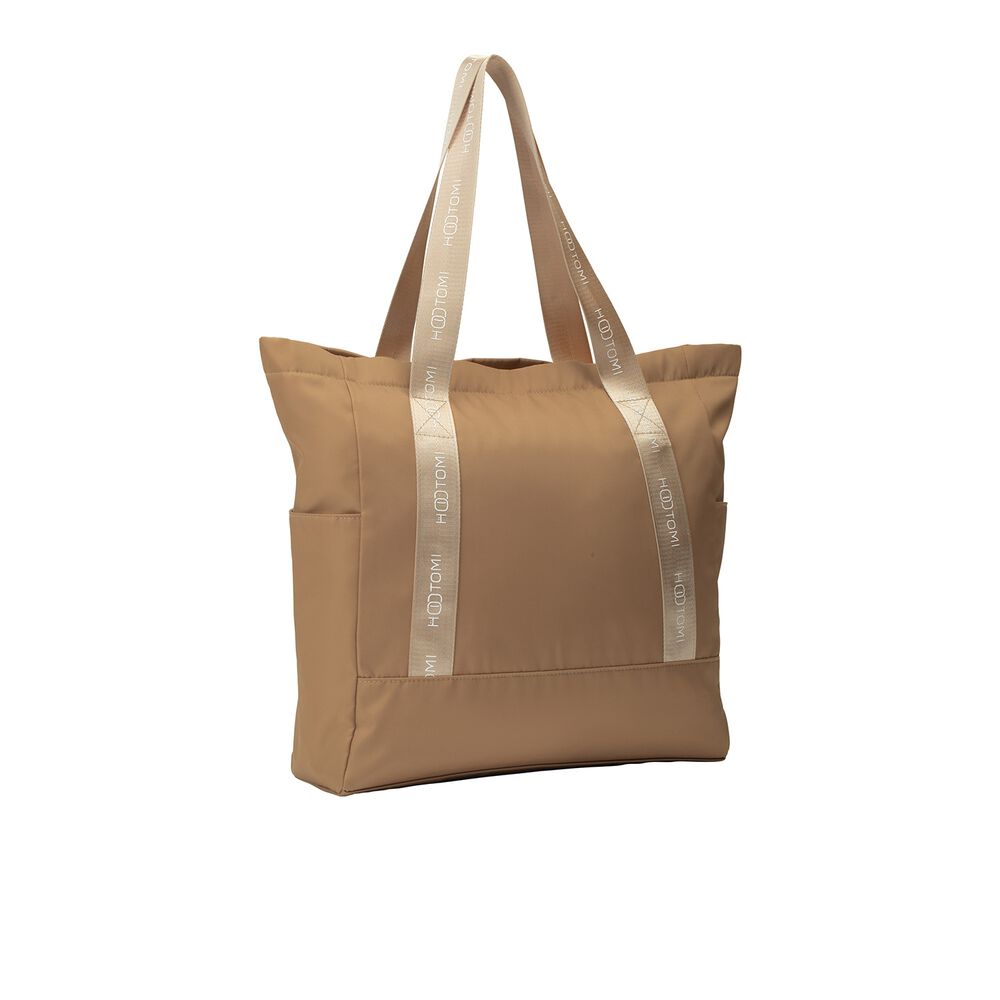 HOOTOMI Duża torba materiałowa shopper, beżowa