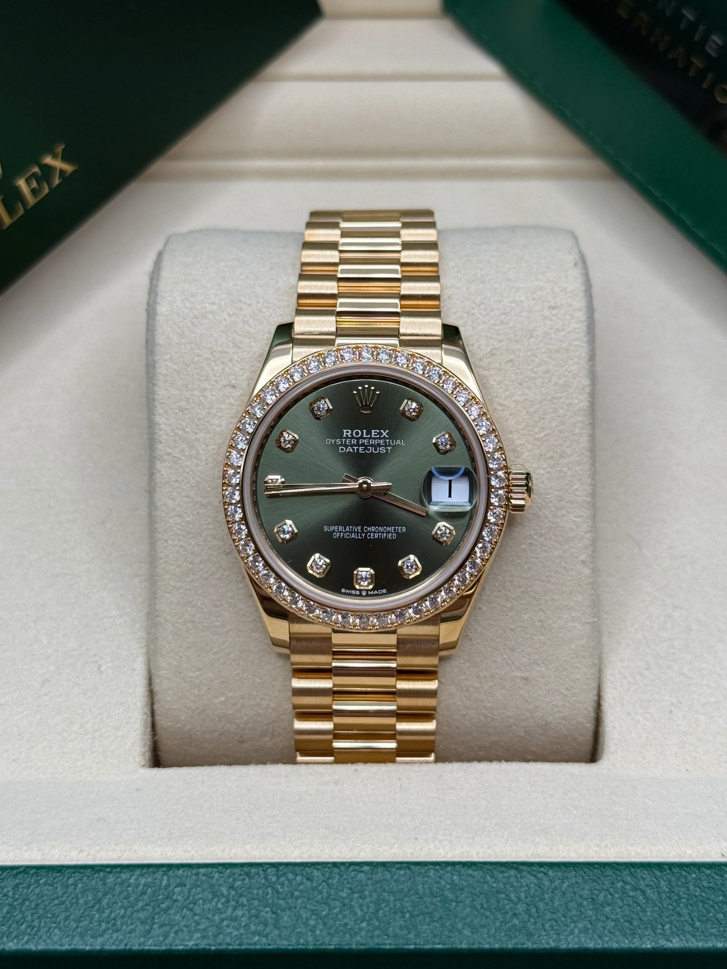 [2026 Mirror Grade]RLX Datejust m278288RBR-0007 Olive Green 31mm Dial President Bracelet Watch