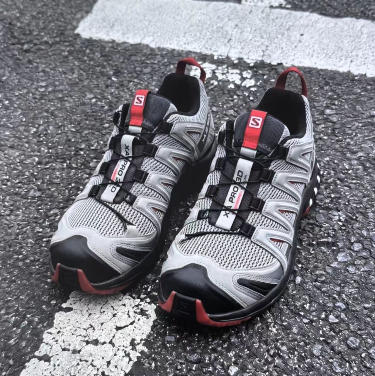 Salomon XA Pro 3D Grey Black Red Mesh Hiking Shoes