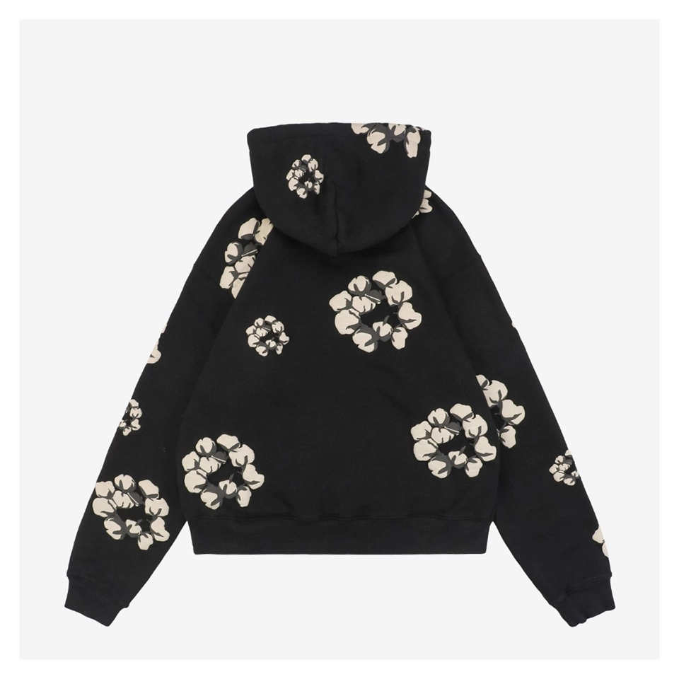Denim Tears X CPFM Cotton Wreath Puff Print Hoodie Black