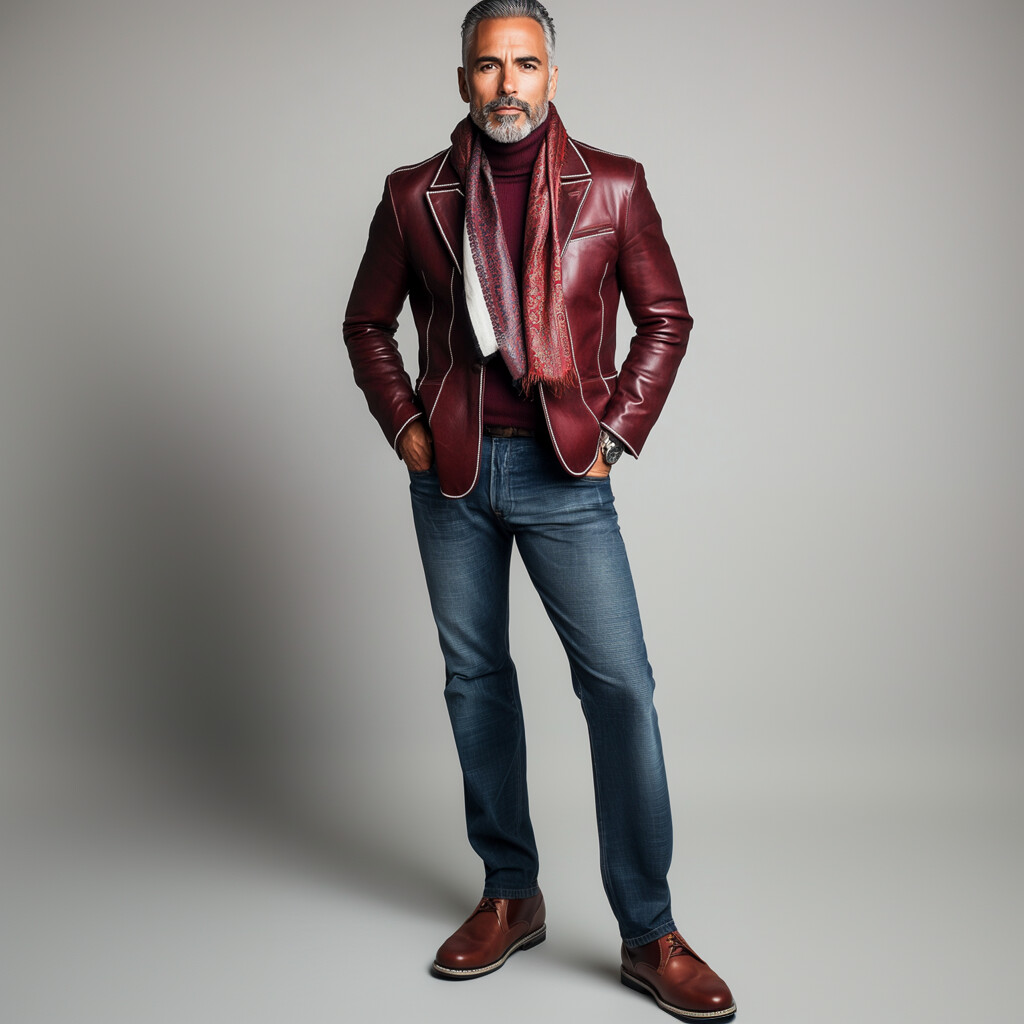 Men's PU Leather Lapel Single Breasted Contrast Binding Blazer